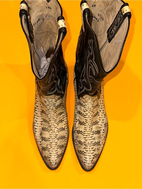 Larry Mahan Other - Larry Mahan Boots Python Snakeskin Western Cowboy Boot Men’s 12 D White